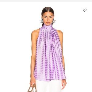 SMYTHE Sleeveless Turtleneck Drape Blouse Lilac Striped Small